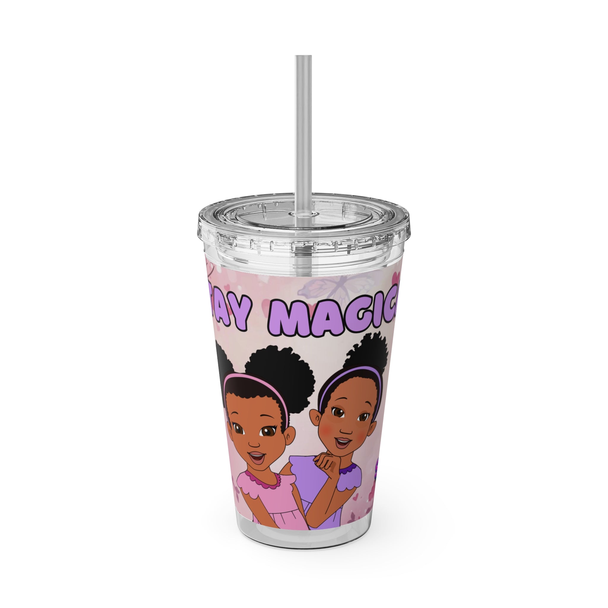 Sisterly Vibes Kids Tumbler with Straw – 16oz
